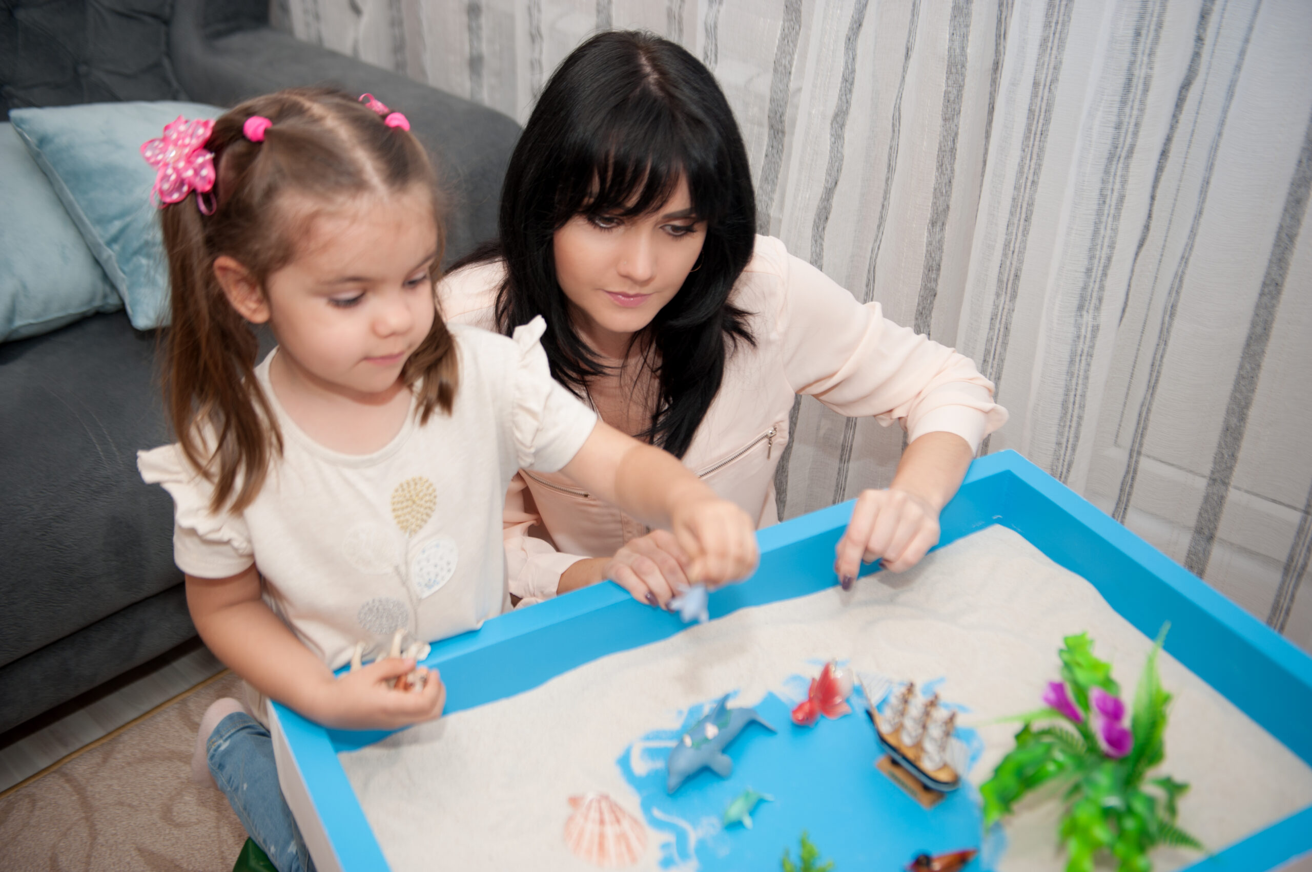 Child,And,Adult,Playing,With,Sand.,Art,Sand,Therapy.stress,Relieving